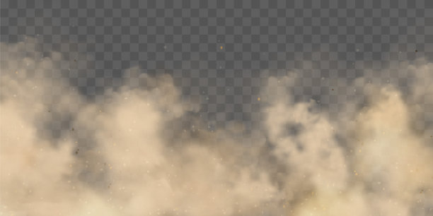 现实的尘埃云。沙风暴。污染了肮脏的棕色空气，烟雾。矢量图图片下载