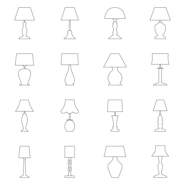 一组轮廓灯，矢量插图图片下载