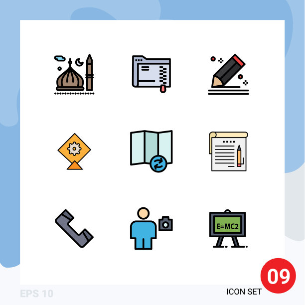 包装9个现代填充线和平色标志图片下载