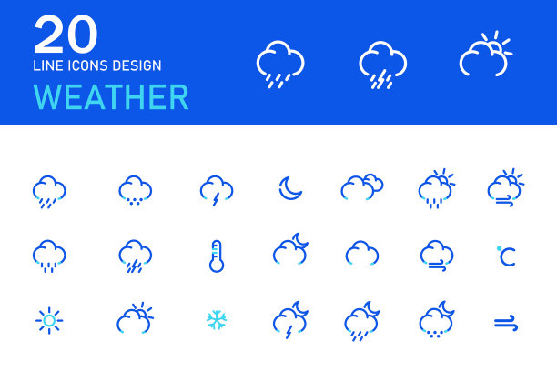 矢量插图集图标天气Widgets设计EPS 10图片下载