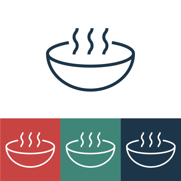 线性矢量图标与热汤图片下载