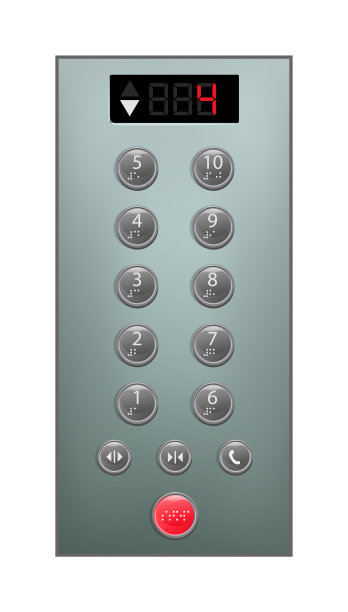 带有白色盲文的现代电梯按钮面板图片下载