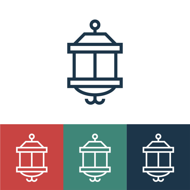 线性矢量图标与灯在斋月图片下载