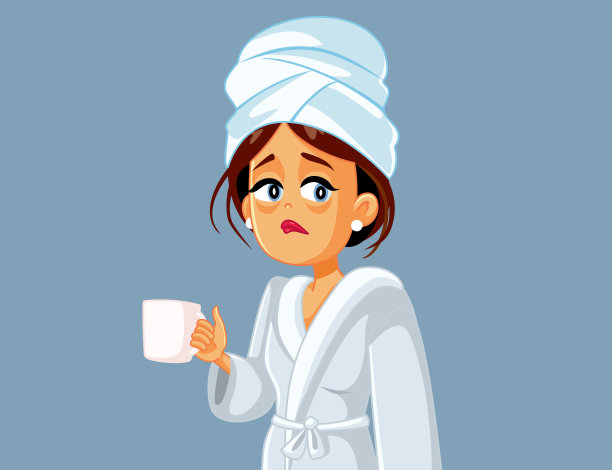 早上拿着咖啡杯的疲惫女人图片下载