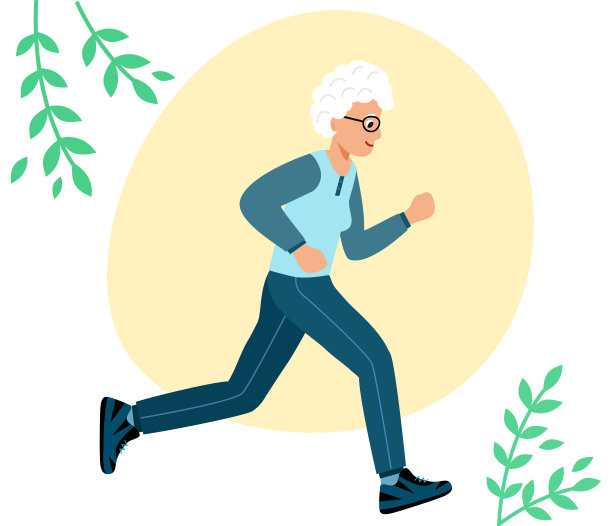 祖母走。老奶奶正在从事慢跑运动。图片下载