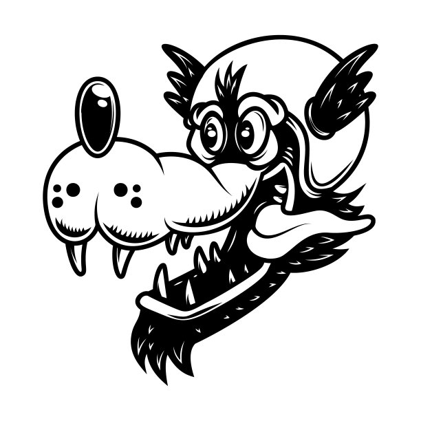 插图的卡通狼在赛车头盔。设计元素海报，卡片，横幅，标志。矢量图图片下载