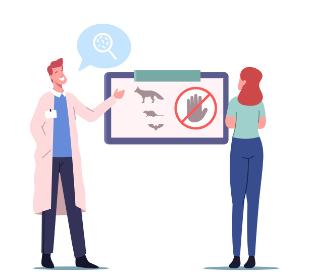 狂犬病感染的医学意识，男医生角色介绍狂犬病动物携带者信息图片下载