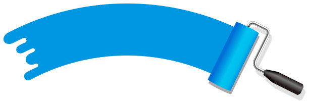 滚筒油漆工，画笔矢量插图。(拱形)|蓝色图片下载