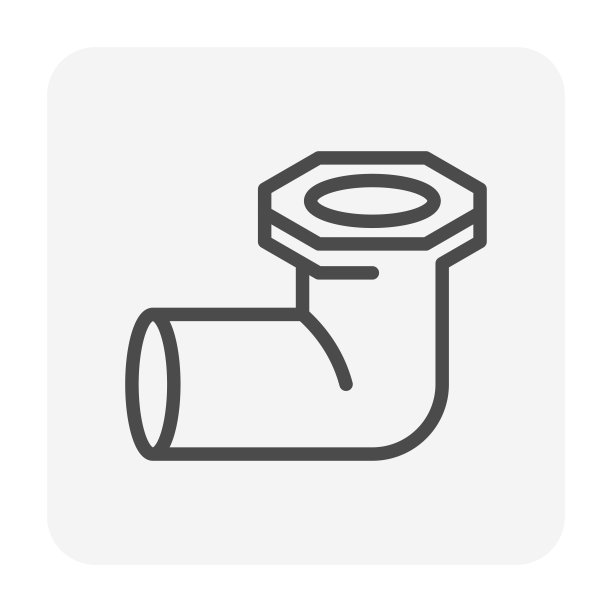 PVC塑料管件矢量图标设计隔离在白色背景上。纤细的轮廓和可编辑的笔触。图片下载