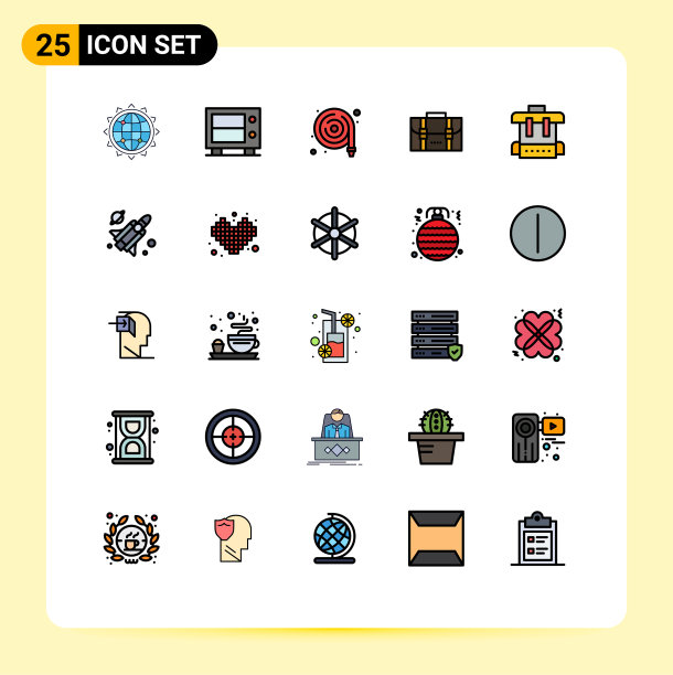 包25个创意填充线平色图片下载