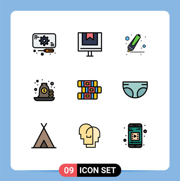 在网格上设置9填充线的平面颜色图片下载