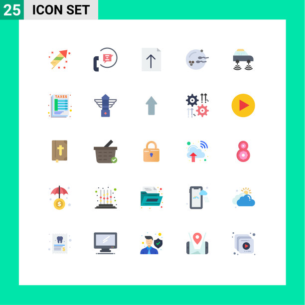 25个主题平色和可编辑的符号图片下载