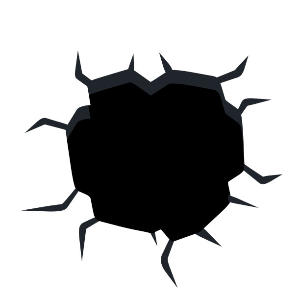 洞。黑白画。裂纹在墙上。破坏和损害。图片下载