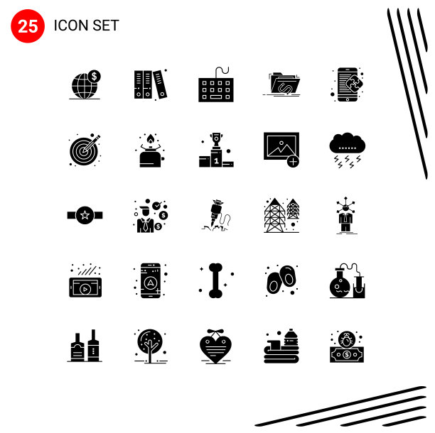 分组25个固体符号符号和符号图片下载