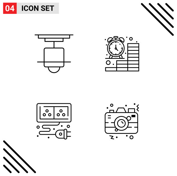 包4个创意填充线平色图片下载