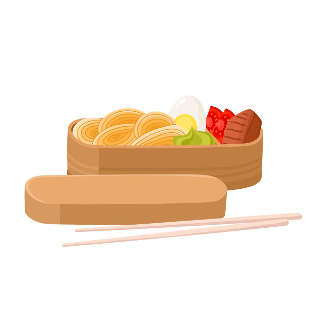 向量套日本便当盒孤立在白色。传统的亚洲食品。图片下载