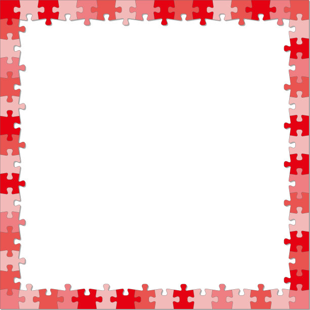 用红色拼图做成的框架拼图。图片下载