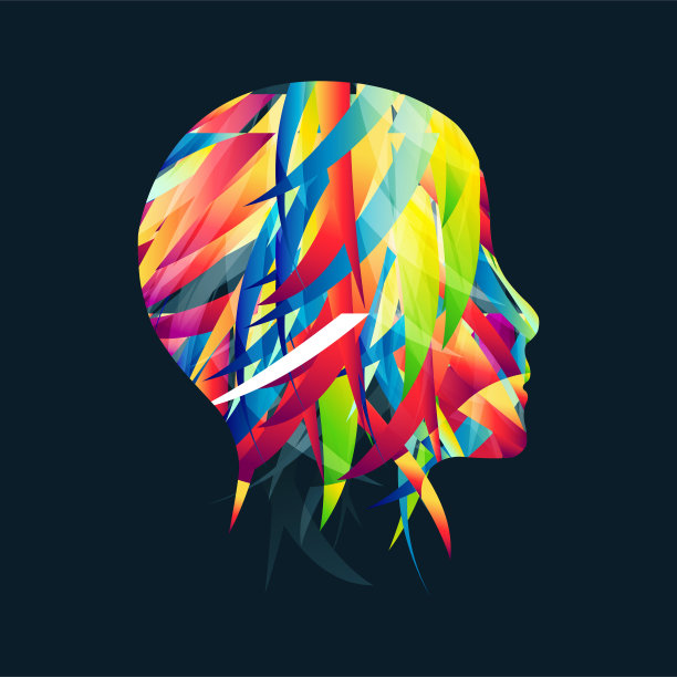 人头的轮廓是在彩色波浪的帮助下形成的。图片下载