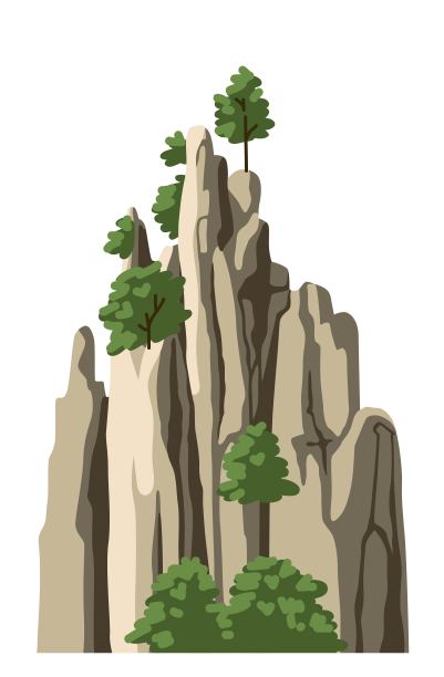 现实的中国落基山。亚洲风景元素孤立在白色背景。图片下载