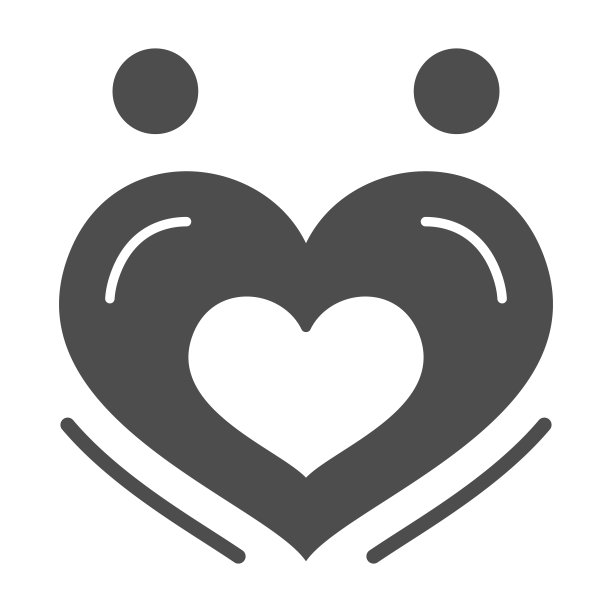 两个情人形成一个心形固体图标，情人节概念，浪漫关系标志在白色背景，两个相爱的人形成心形符号在字形风格。矢量图形。图片下载