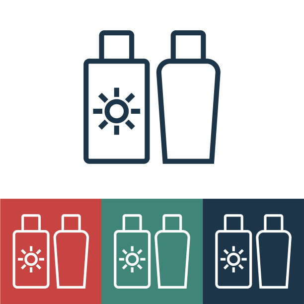 线性矢量图标与防晒霜图片下载