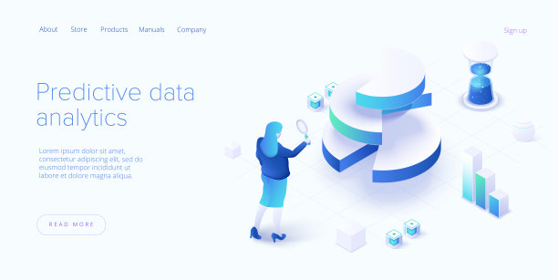 等距矢量图中的预测分析。数据挖掘、建模和机器学习。信息统计。图片下载