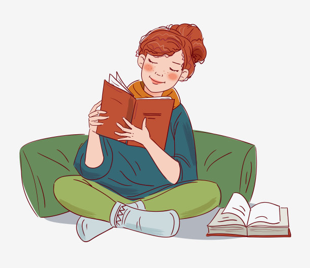 年轻女子在读一本书素材图片