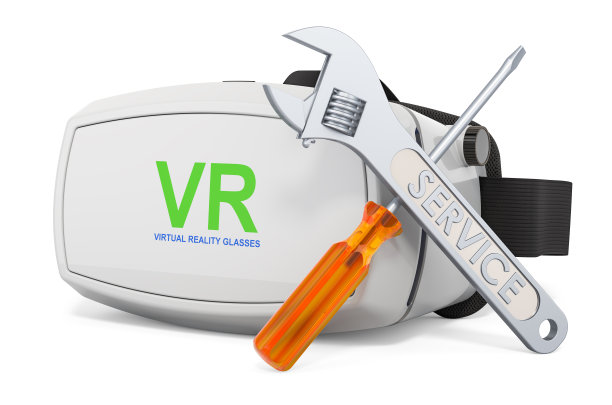 虚拟现实眼镜的服务和维修，3D渲染隔离在白色背景图片下载