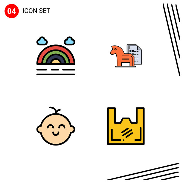 包4个创意填充线平色图片下载