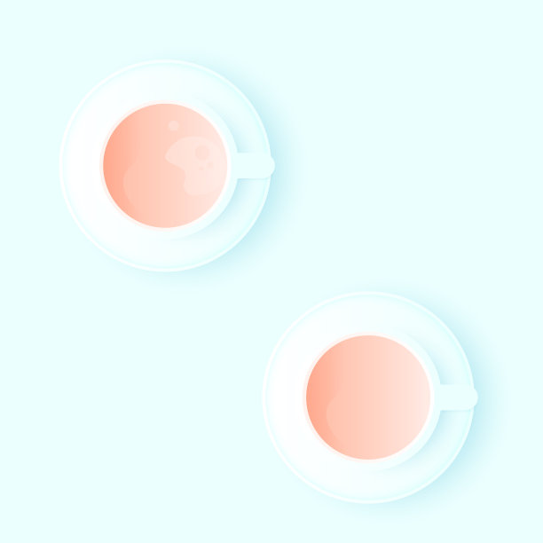 两杯加牛奶的茶或咖啡。图片下载