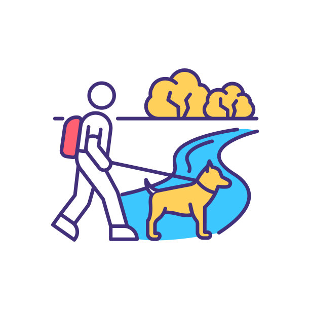 遛狗的RGB颜色图标图片下载