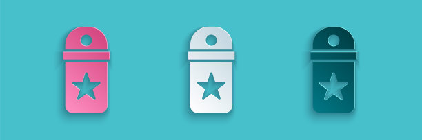 剪纸雪佛龙图标孤立在蓝色背景。军事徽章标志。纸艺术风格。向量图片下载