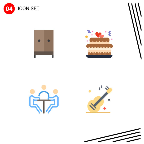 设置4个商业平面图标包图片下载