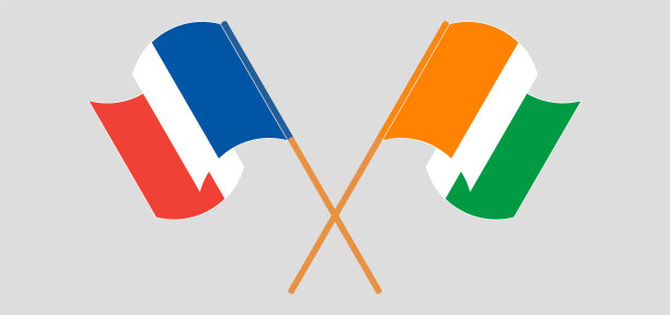 法国和科特迪瓦共和国的旗帜图片下载