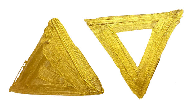 奢华的金色三角形。几何形状。美丽的纹理三角形上的白色背景。图片下载