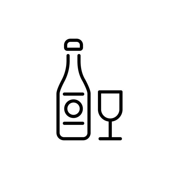 香槟酒图标矢量图，标志图片下载