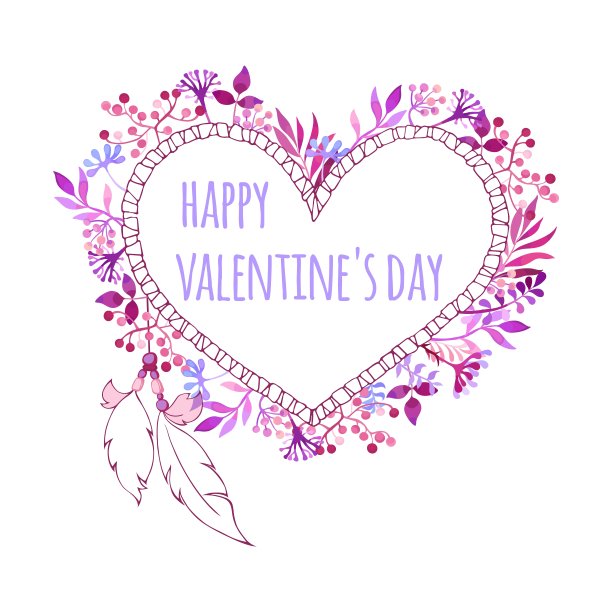 情人节的背景。花圈孤立在白色上。图片下载