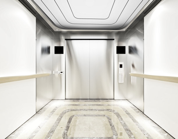 豪华酒店地板和电梯的3d渲染图片下载