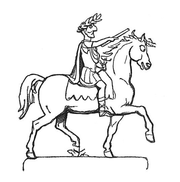 英国讽刺漫画漫画插图-头戴花环骑在马上的罗马士兵图片下载