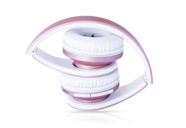 无线粉色耳机隔离在白色图片下载