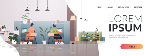 混合种族商务人士一起工作在创意共同工作中心团队合作概念现代办公室室内图片下载