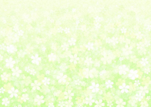 新鲜的绿色植物和漂亮的花在日本纸上的插图图片下载