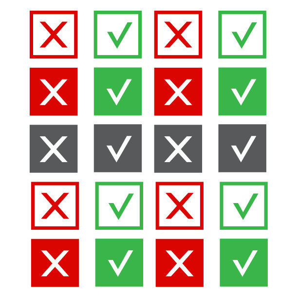 是和不是接受。批准的迹象。检查和选择图标图片下载