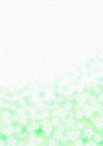 新鲜的绿色植物和漂亮的花在日本纸上的插图图片下载