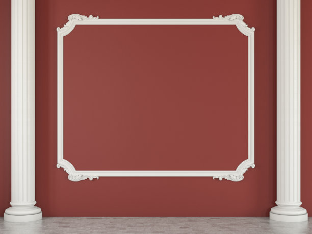 空墙与柱和石膏模塑框架图片下载