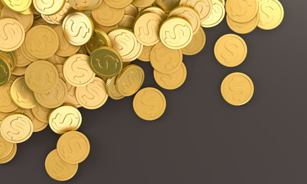 黑色背景上的金币图片下载