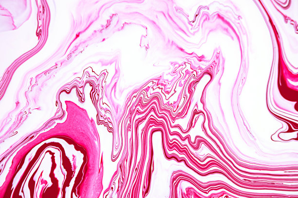明亮的粉红色大理石花纹光栅背景。液体彩色波浪极简时尚插画。玫瑰红色和白色的抽象流体艺术。丙烯酸和油画流创造性的当代背景。图片下载