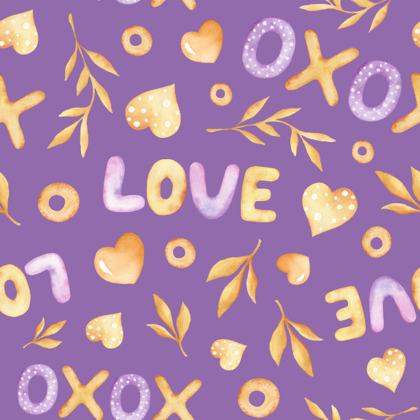 用情心、花、信无缝图案。情人节的爱情插图，婚礼装饰，剪贴簿，封面，卡片，请帖。图片下载