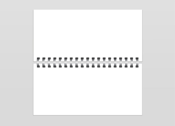 钢弹簧水平毛坯。笔记本，日历，抄写本，小册子，日记，组织者，日记。空的白色模型。EPS10。图片下载