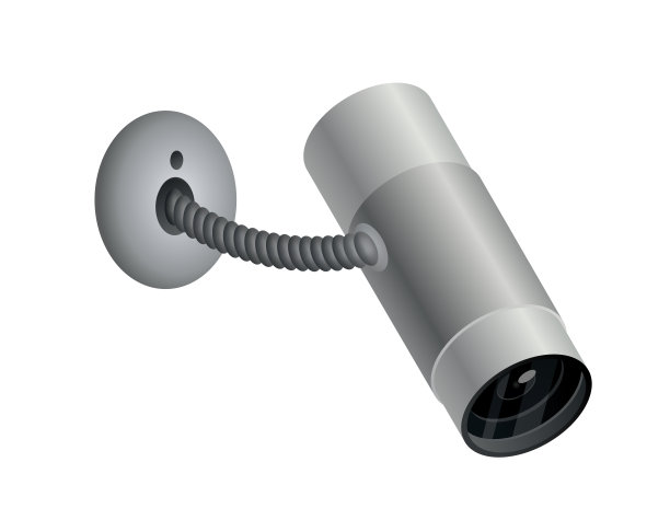 安全摄像头。装饰性的监控摄像头。安全家居保护系统。矢量闭路电视和摄像机标志的说明素材图片